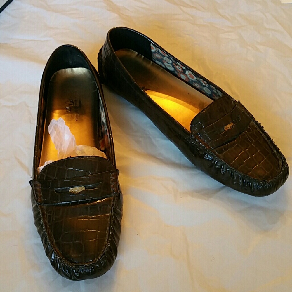 Anne Klein dark brown leather loafers